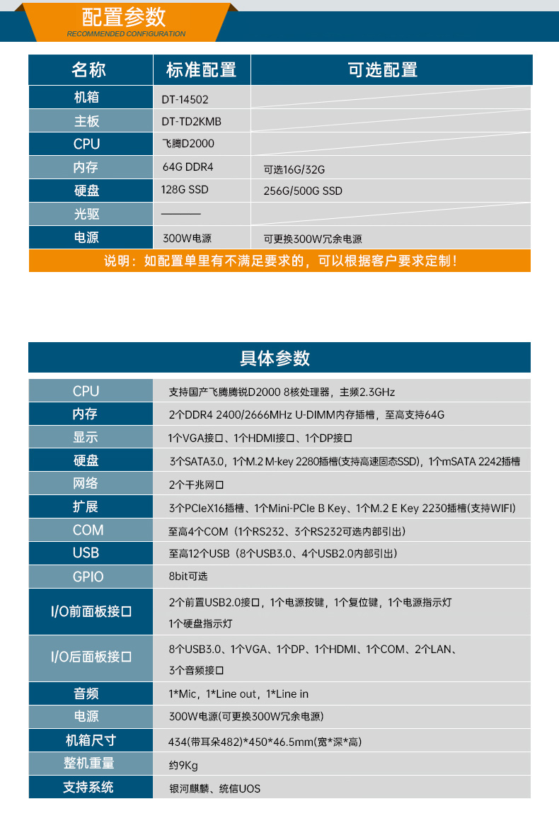 國產飛騰騰銳D2000 CPU,1U上架式工控機,DT-14502-TD2KMB.jpg